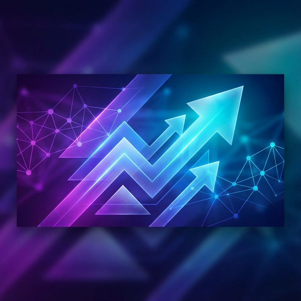 Abstract visualization of AI learning and growth with vibrant gradients